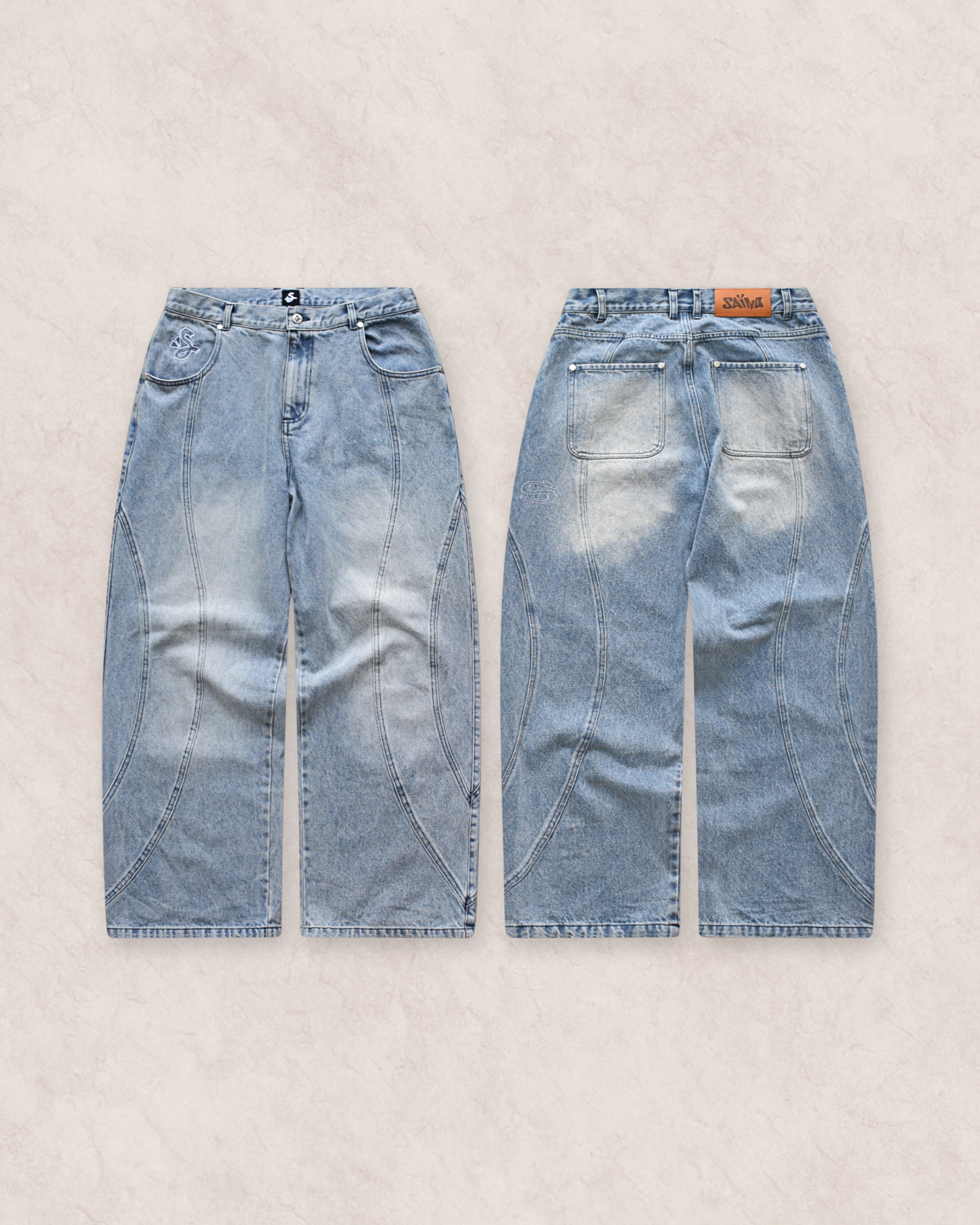 LAYERED JEANS (BLUE)