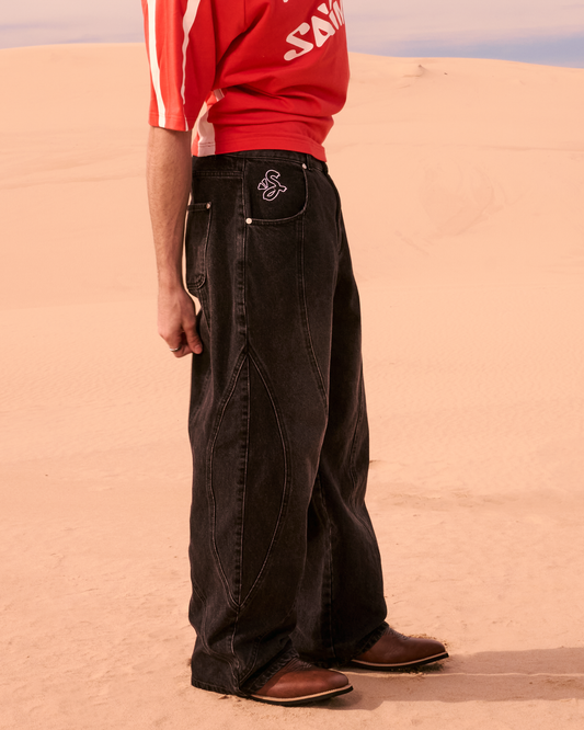 LAYERED JEANS (BLACK)