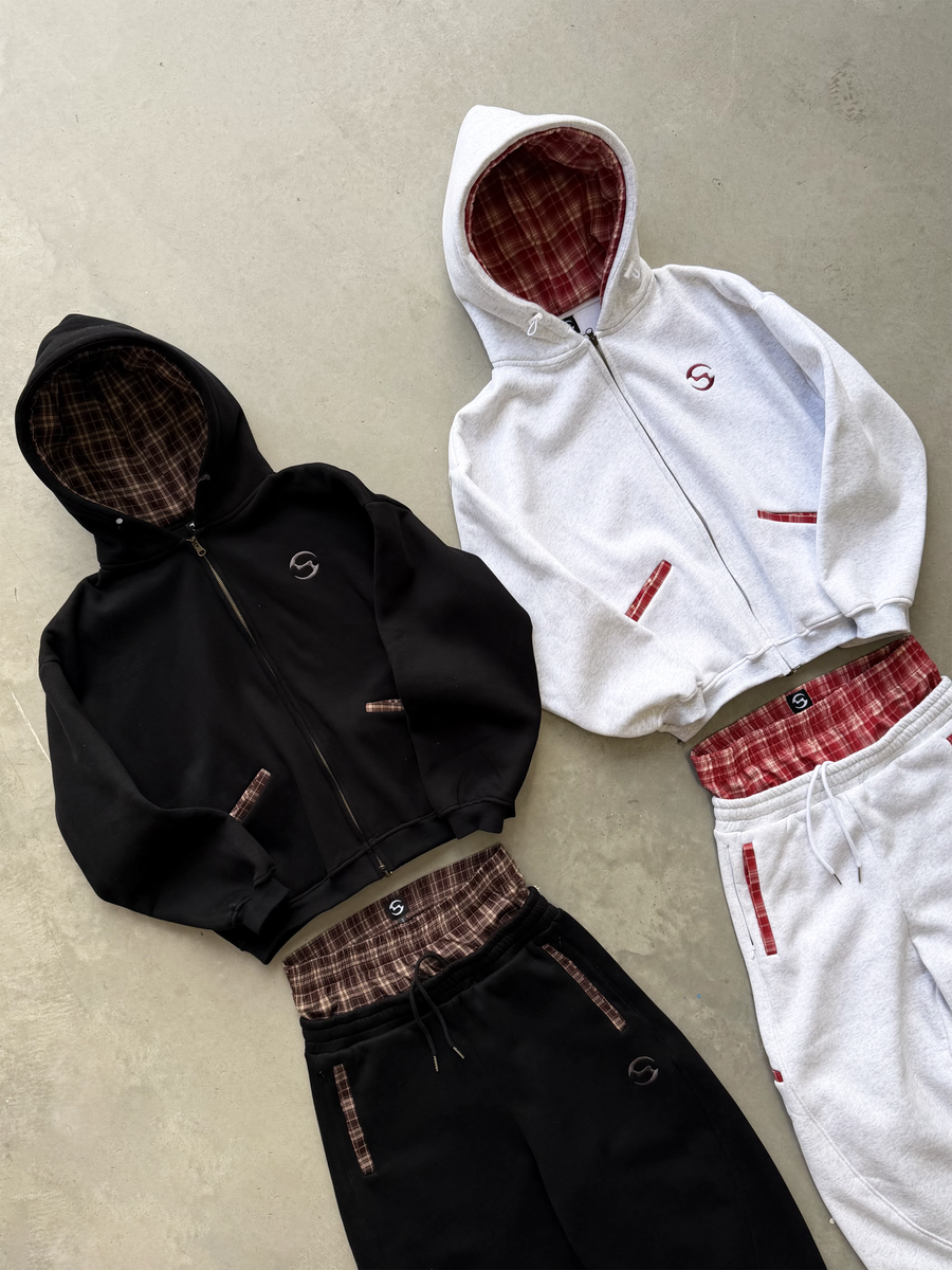 BLACK PLAID HOODIE