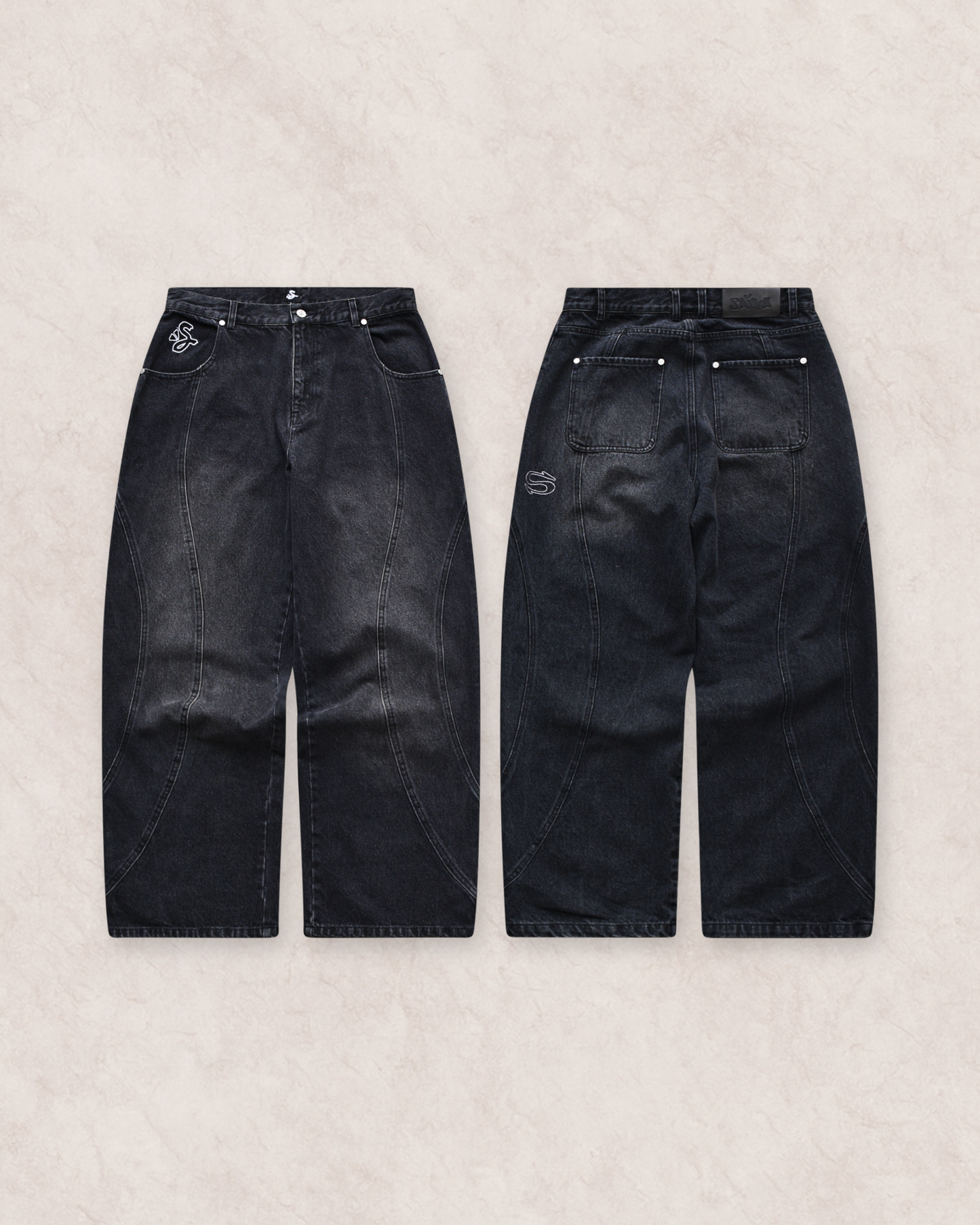 LAYERED JEANS (BLACK)