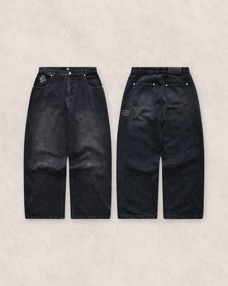 LAYERED JEANS (BLACK)