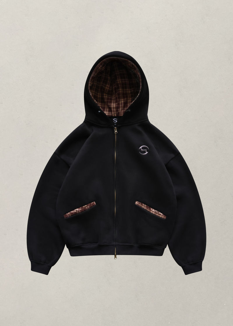 BLACK PLAID HOODIE